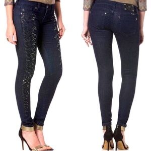 MISS ME SEQUINS signature super skinny denim jeans women’s size 25 blue